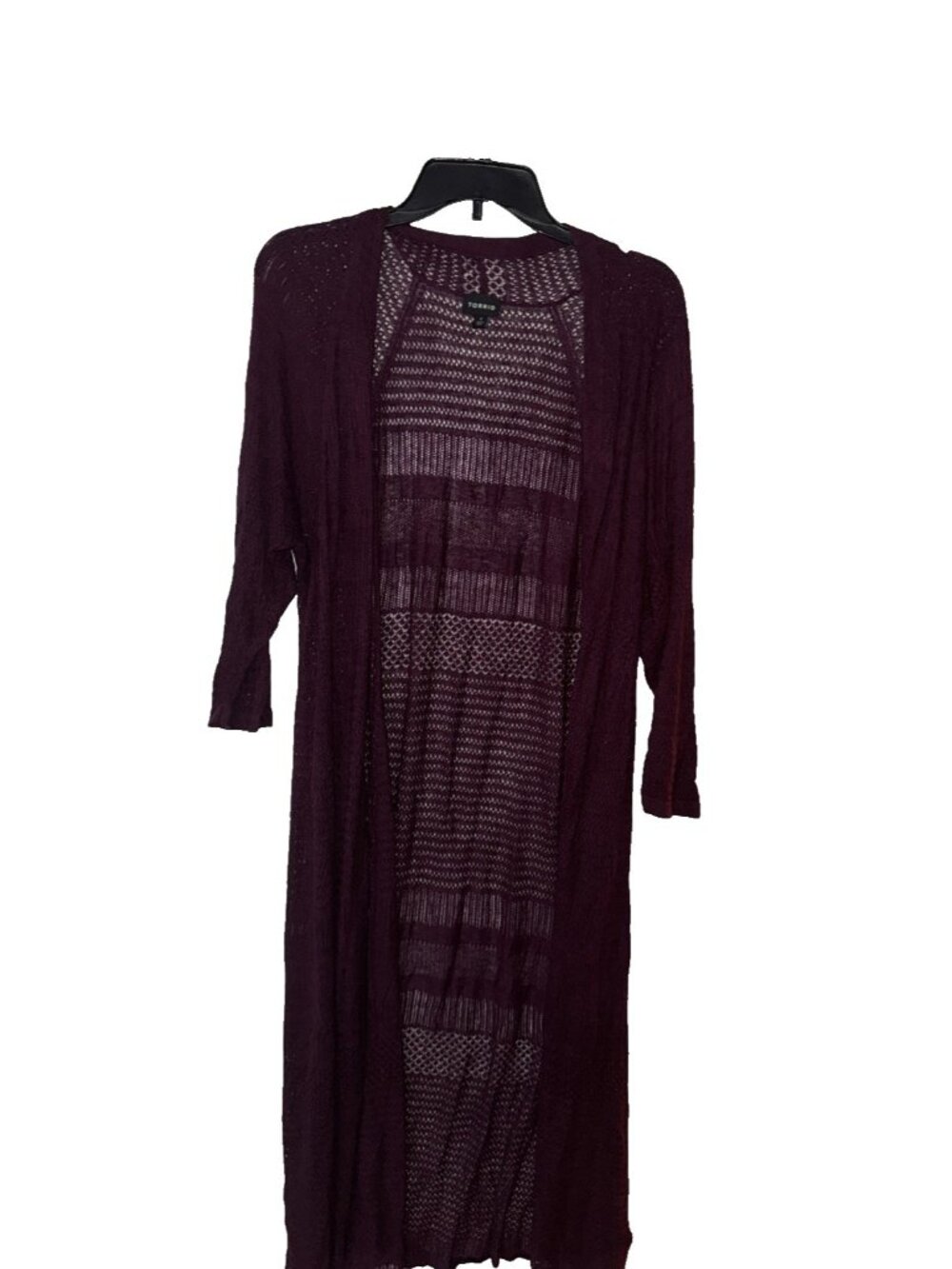 Torrid Sweater Duster Cardigan Womens 3 Open Front Burgundy Longer Nautical